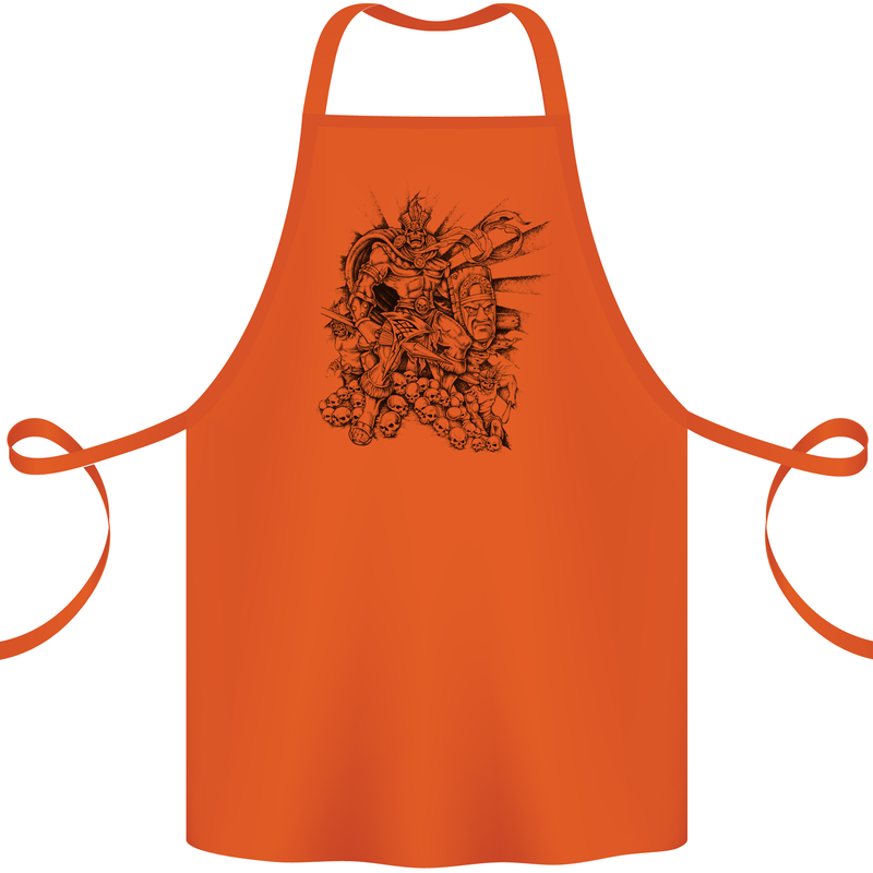 Inca Warrior Skull Gym Martial Arts MMA Axe Cotton Apron 100% Organic Orange