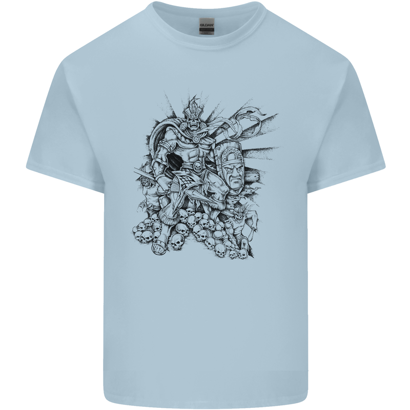Inca Warrior Skull Gym Martial Arts MMA Axe Kids T-Shirt Childrens Light Blue