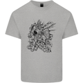 Inca Warrior Skull Gym Martial Arts MMA Axe Kids T-Shirt Childrens Sports Grey