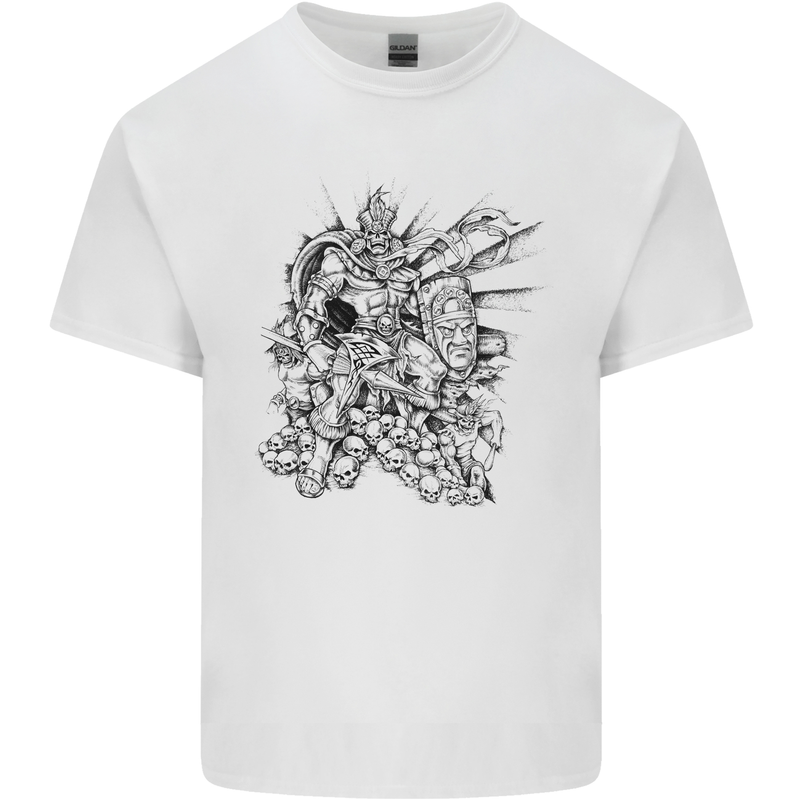 Inca Warrior Skull Gym Martial Arts MMA Axe Kids T-Shirt Childrens White