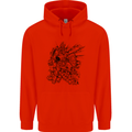 Inca Warrior Skull Gym Martial Arts MMA Axe Mens 80% Cotton Hoodie Bright Red