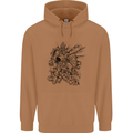 Inca Warrior Skull Gym Martial Arts MMA Axe Mens 80% Cotton Hoodie Caramel Latte