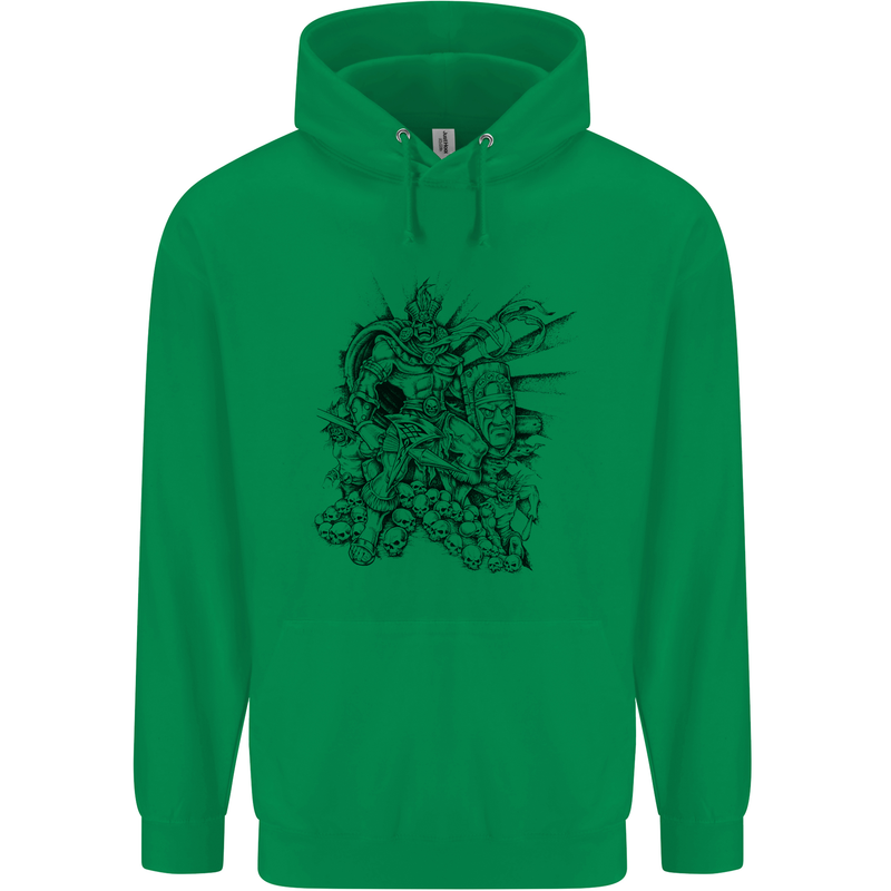 Inca Warrior Skull Gym Martial Arts MMA Axe Mens 80% Cotton Hoodie Irish Green