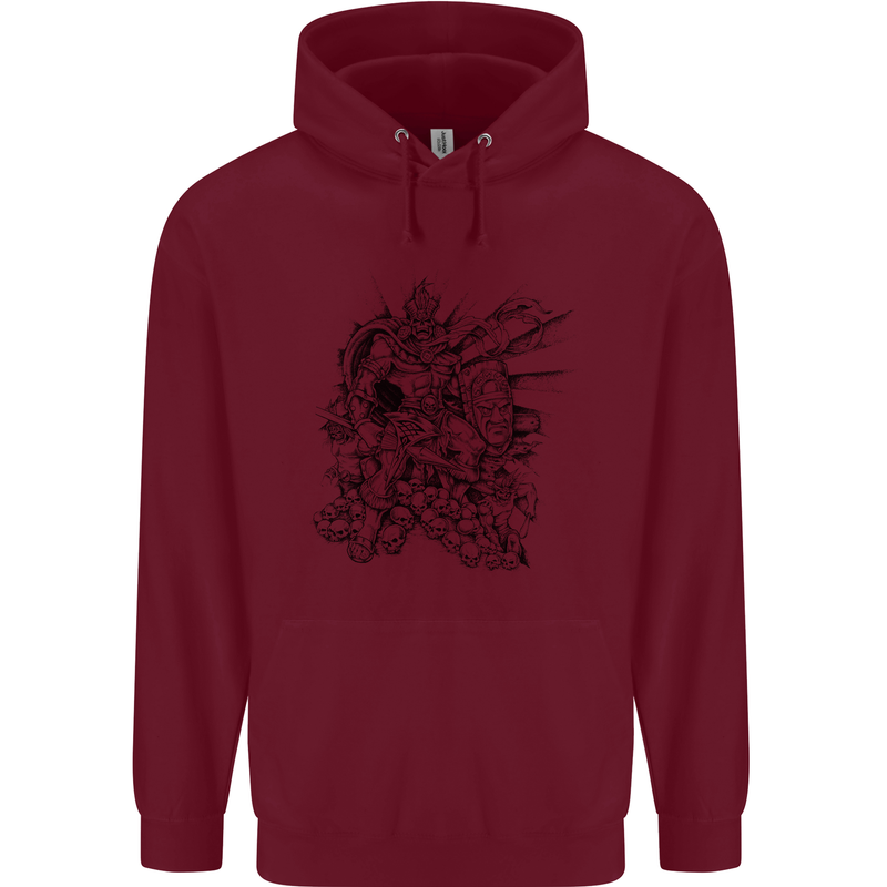 Inca Warrior Skull Gym Martial Arts MMA Axe Mens 80% Cotton Hoodie Maroon