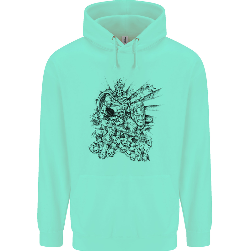 Inca Warrior Skull Gym Martial Arts MMA Axe Mens 80% Cotton Hoodie Peppermint