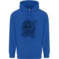 Inca Warrior Skull Gym Martial Arts MMA Axe Mens 80% Cotton Hoodie Royal Blue
