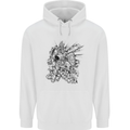 Inca Warrior Skull Gym Martial Arts MMA Axe Mens 80% Cotton Hoodie White