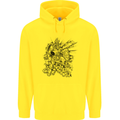 Inca Warrior Skull Gym Martial Arts MMA Axe Mens 80% Cotton Hoodie Yellow
