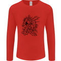 Inca Warrior Skull Gym Martial Arts MMA Axe Mens Long Sleeve T-Shirt Red