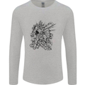 Inca Warrior Skull Gym Martial Arts MMA Axe Mens Long Sleeve T-Shirt Sports Grey