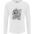 Inca Warrior Skull Gym Martial Arts MMA Axe Mens Long Sleeve T-Shirt White