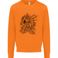 Inca Warrior Skull Gym Martial Arts MMA Axe Mens Sweatshirt Jumper Orange