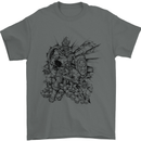 Inca Warrior Skull Gym Martial Arts MMA Axe Mens T-Shirt Cotton Gildan Charcoal
