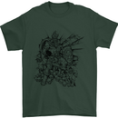 Inca Warrior Skull Gym Martial Arts MMA Axe Mens T-Shirt Cotton Gildan Forest Green