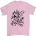 Inca Warrior Skull Gym Martial Arts MMA Axe Mens T-Shirt Cotton Gildan Light Pink