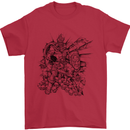 Inca Warrior Skull Gym Martial Arts MMA Axe Mens T-Shirt Cotton Gildan Red