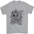 Inca Warrior Skull Gym Martial Arts MMA Axe Mens T-Shirt Cotton Gildan Sports Grey