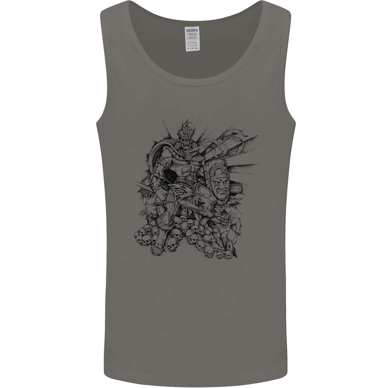 Inca Warrior Skull Gym Martial Arts MMA Axe Mens Vest Tank Top Charcoal