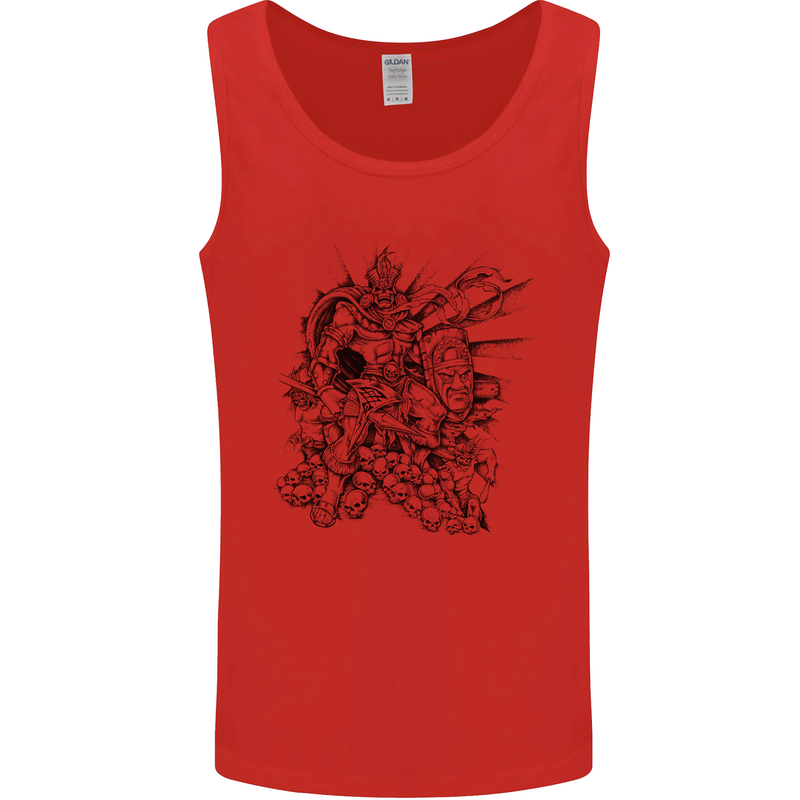 Inca Warrior Skull Gym Martial Arts MMA Axe Mens Vest Tank Top Red