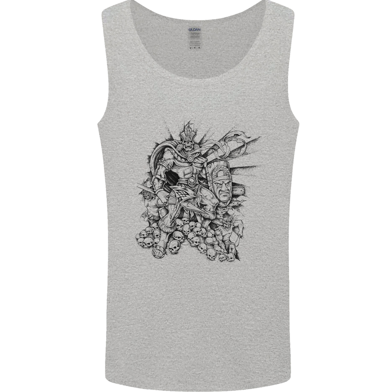 Inca Warrior Skull Gym Martial Arts MMA Axe Mens Vest Tank Top Sports Grey
