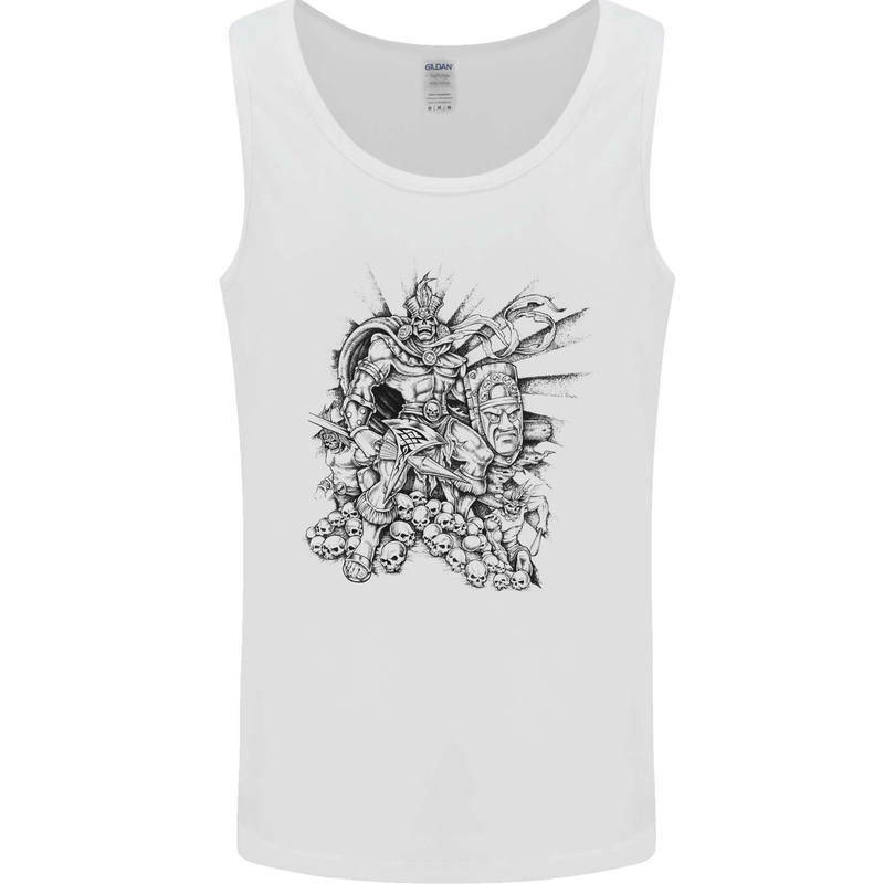 Inca Warrior Skull Gym Martial Arts MMA Axe Mens Vest Tank Top White