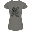 Inca Warrior Skull Gym Martial Arts MMA Axe Womens Petite Cut T-Shirt Charcoal