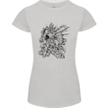 Inca Warrior Skull Gym Martial Arts MMA Axe Womens Petite Cut T-Shirt Sports Grey