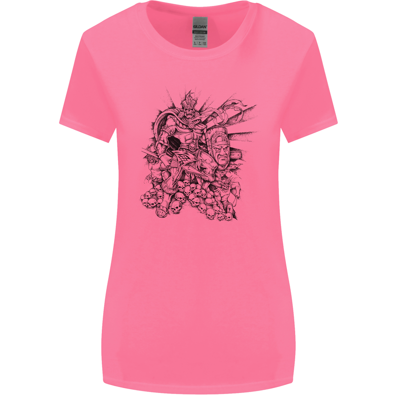 Inca Warrior Skull Gym Martial Arts MMA Axe Womens Wider Cut T-Shirt Azalea