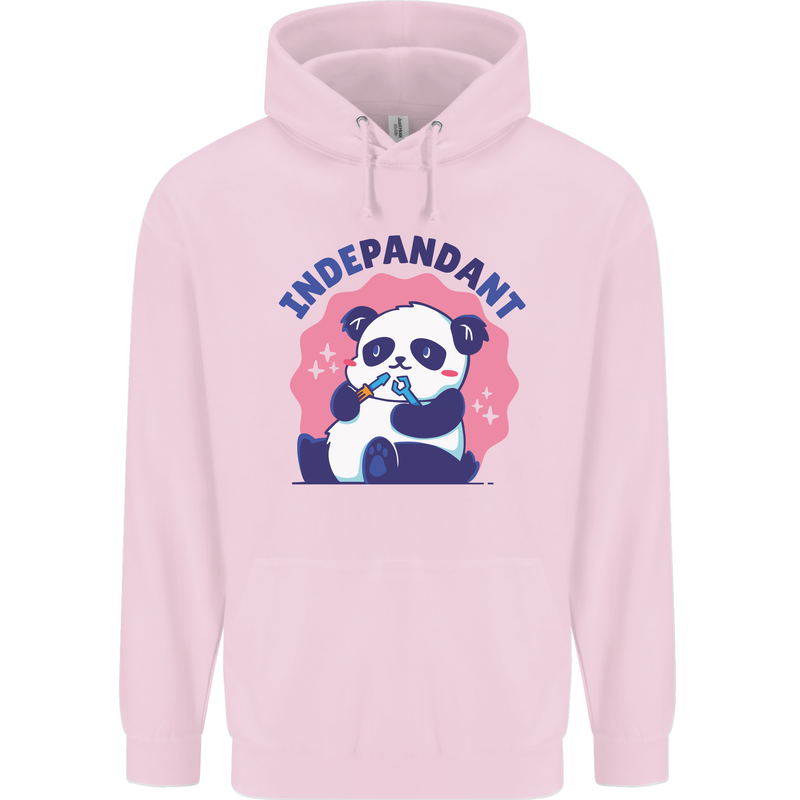 Indepandant Funny Independant Panda Bear Childrens Kids Hoodie Light Pink