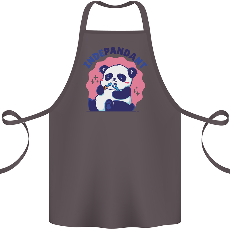 Indepandant Funny Independant Panda Bear Cotton Apron 100% Organic Dark Grey