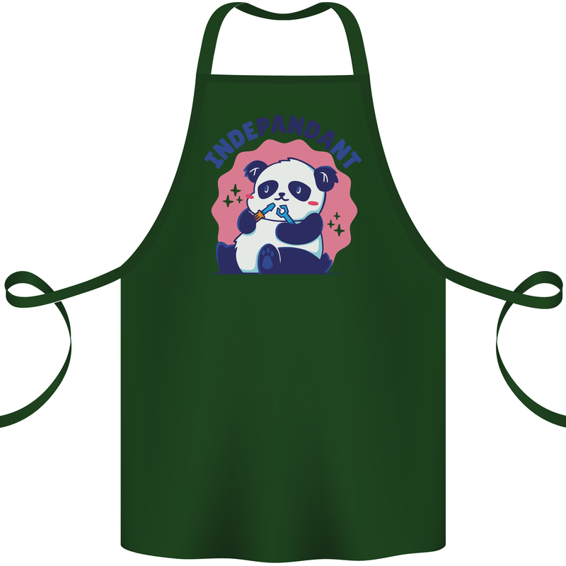 Indepandant Funny Independant Panda Bear Cotton Apron 100% Organic Forest Green