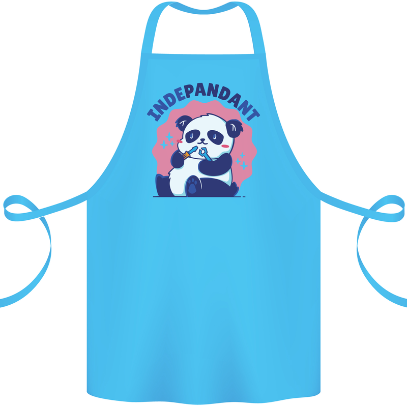 Indepandant Funny Independant Panda Bear Cotton Apron 100% Organic Turquoise