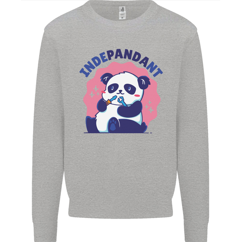 Indepandant Funny Independant Panda Bear Kids Sweatshirt Jumper Sports Grey