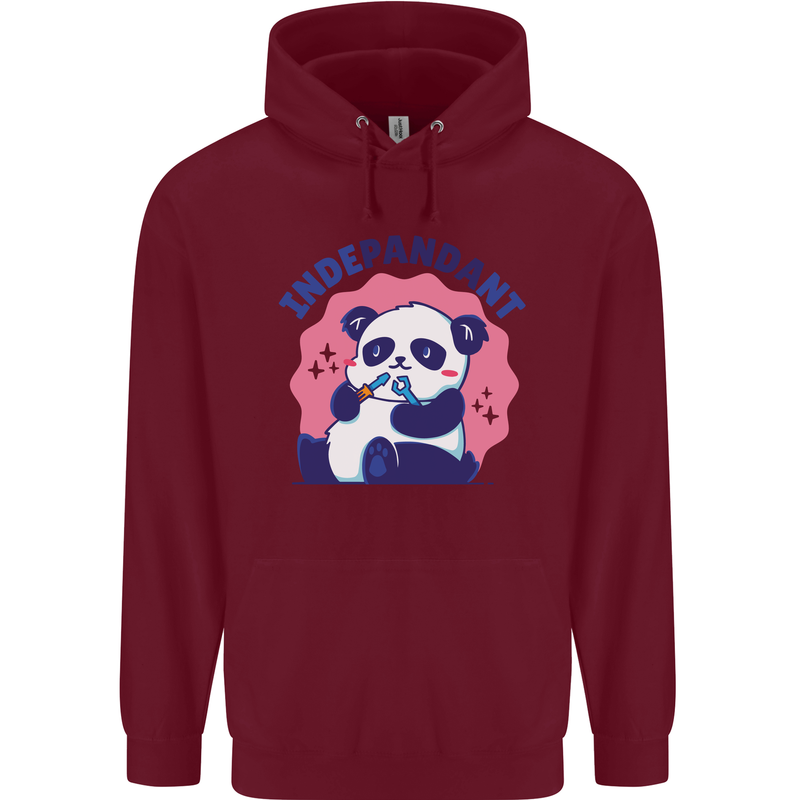 Indepandant Funny Independant Panda Bear Mens 80% Cotton Hoodie Maroon