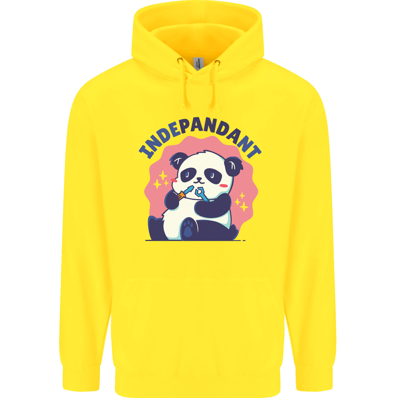 Indepandant Funny Independant Panda Bear Mens 80% Cotton Hoodie Yellow