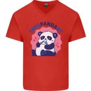 Indepandant Funny Independant Panda Bear Mens V-Neck Cotton T-Shirt Red