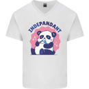 Indepandant Funny Independant Panda Bear Mens V-Neck Cotton T-Shirt White