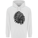 Indian Skull Headdress Biker Motorbike Childrens Kids Hoodie White