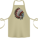 Indian Skull Headdress Biker Motorbike Cotton Apron 100% Organic Khaki