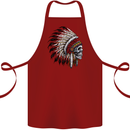 Indian Skull Headdress Biker Motorbike Cotton Apron 100% Organic Maroon