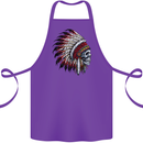 Indian Skull Headdress Biker Motorbike Cotton Apron 100% Organic Purple