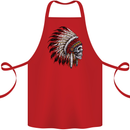 Indian Skull Headdress Biker Motorbike Cotton Apron 100% Organic Red