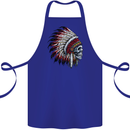Indian Skull Headdress Biker Motorbike Cotton Apron 100% Organic Royal Blue