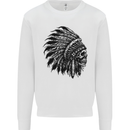 Indian Skull Headdress Biker Motorbike Kids Sweatshirt Jumper White