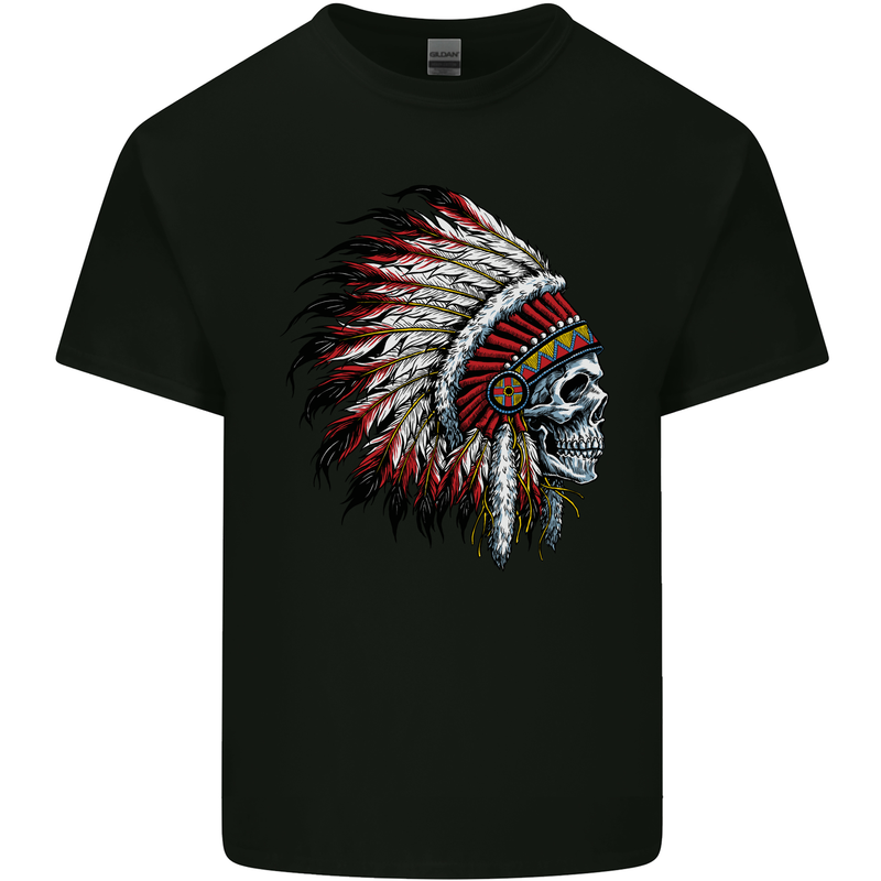Indian Skull Headdress Biker Motorbike Kids T-Shirt Childrens Black