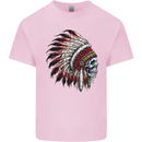 Indian Skull Headdress Biker Motorbike Kids T-Shirt Childrens Light Pink