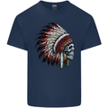 Indian Skull Headdress Biker Motorbike Kids T-Shirt Childrens Navy Blue