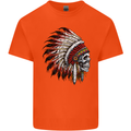 Indian Skull Headdress Biker Motorbike Kids T-Shirt Childrens Orange