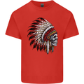 Indian Skull Headdress Biker Motorbike Kids T-Shirt Childrens Red