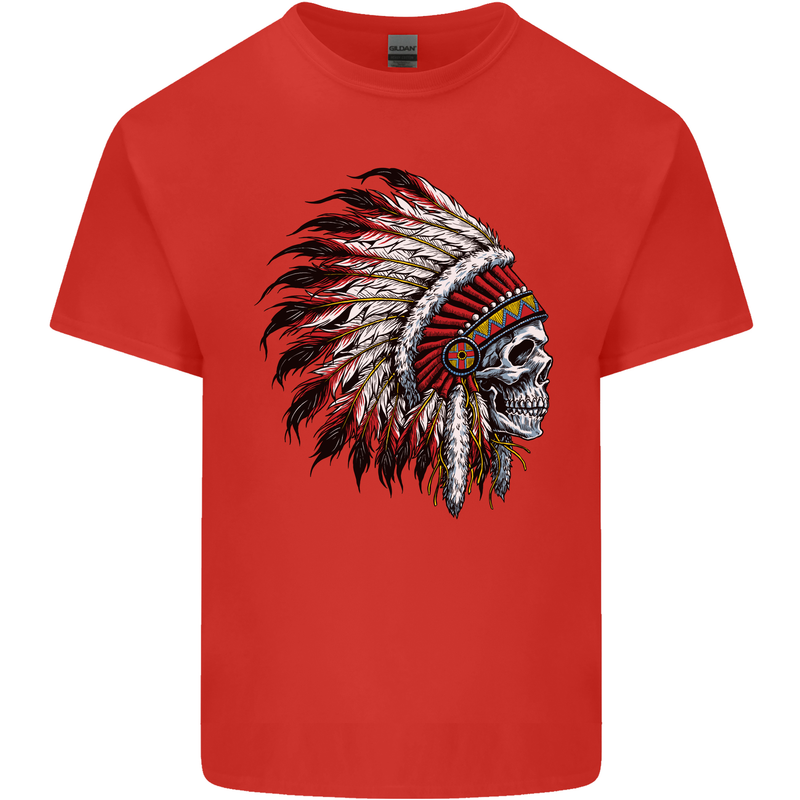 Indian Skull Headdress Biker Motorbike Kids T-Shirt Childrens Red